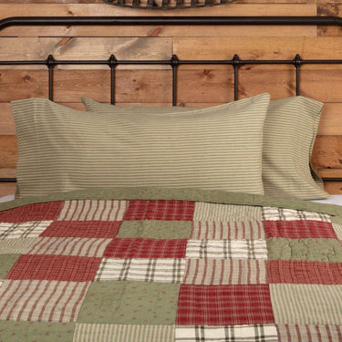 Prairie Winds Green Ticking Stripe King Pillow Case Set of 2 21x40 VHC Brands - The Fox Decor